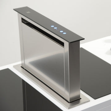 580mm 'Le Luce' Downdraft Rangehood with Black Glass Fascia