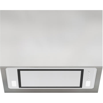 850mm onboard undermount rangehood – white glass finish