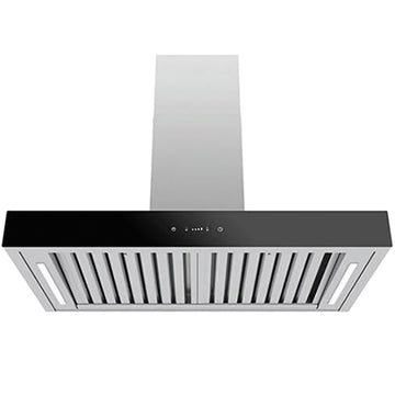 900mm Black Glass Fascia Canopy Rangehood